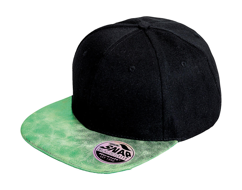 Bronx Glitter Flat Peak Snapback Cap in Farbe Black/Green