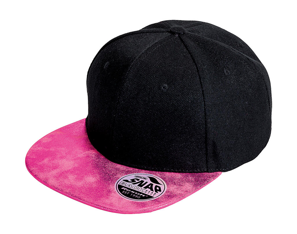 Bronx Glitter Flat Peak Snapback Cap in Farbe Black/Pink