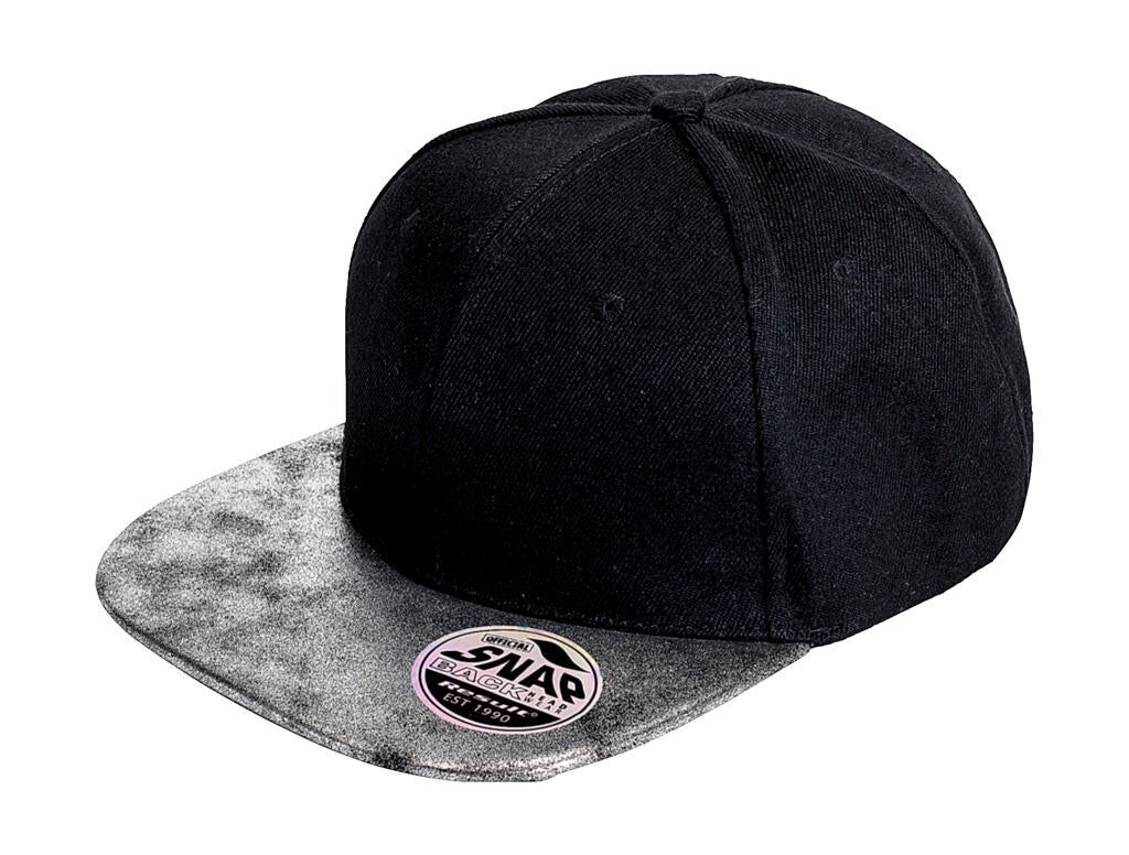 Bronx Glitter Flat Peak Snapback Cap in Farbe Black/Silver
