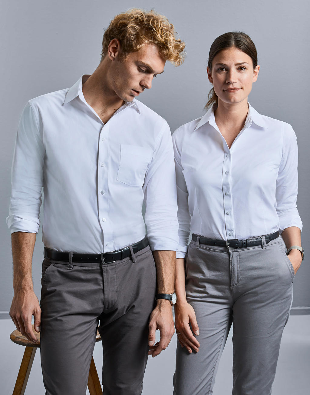 Ladies' LS Tailored Coolmax® Shirt in Farbe White