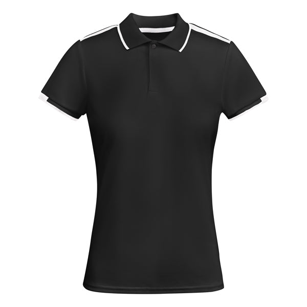 Poloshirt Tamil Woman in Farbe Black/White