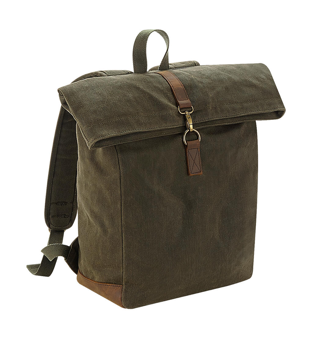 Heritage Waxed Canvas Backpack in Farbe Olive Green