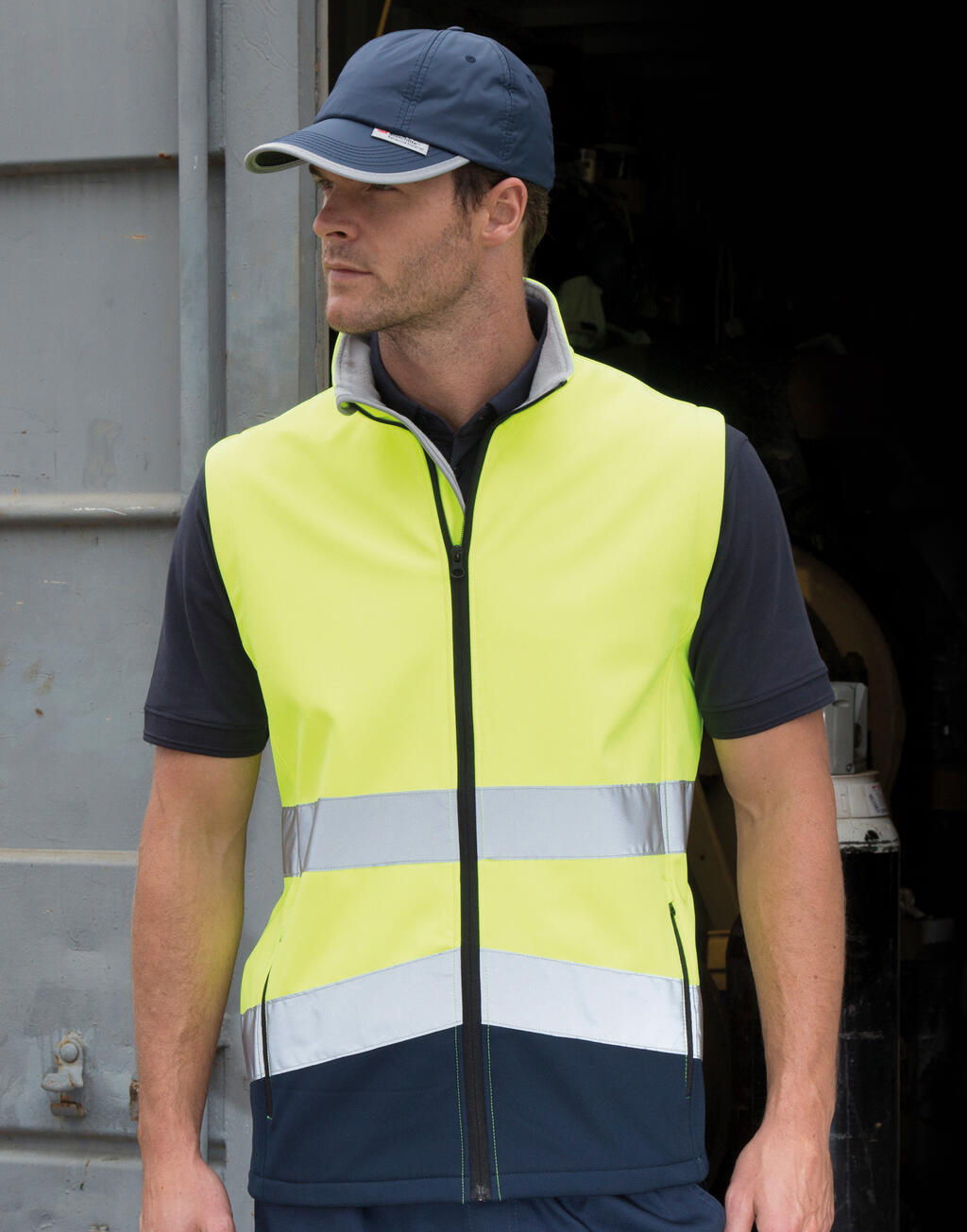 Printable Safety Softshell Gilet in Farbe Fluorescent Orange/Black