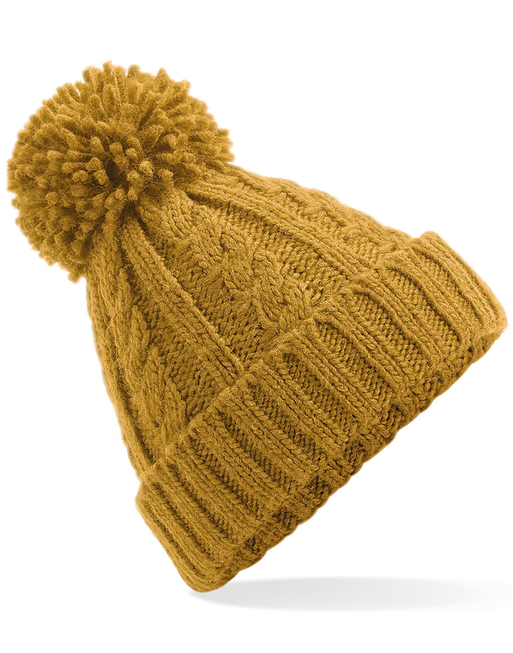 Cable Knit Melange Beanie in Farbe Black