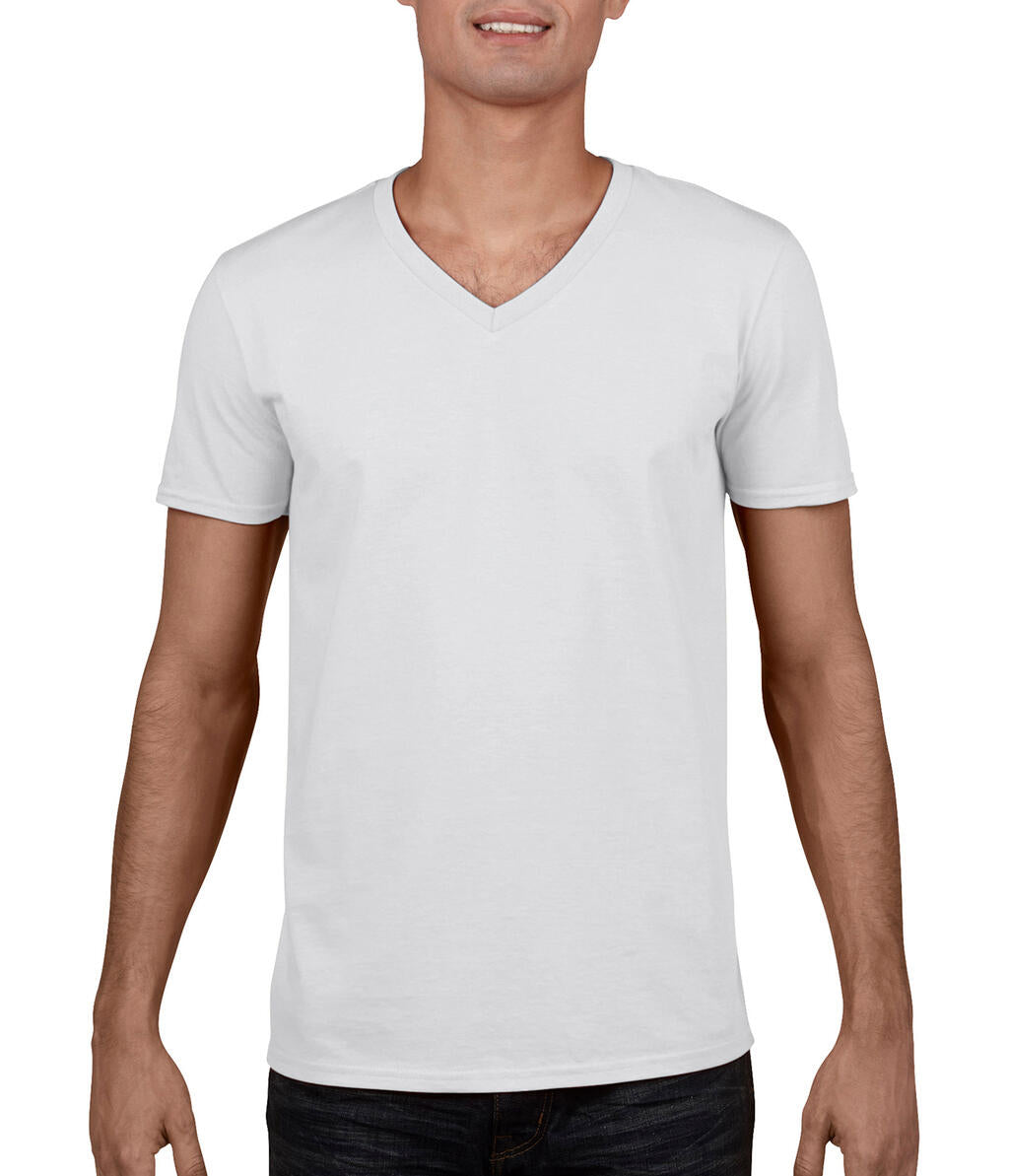 Gildan Mens Softstyle® V-Neck T-Shirt in Farbe White