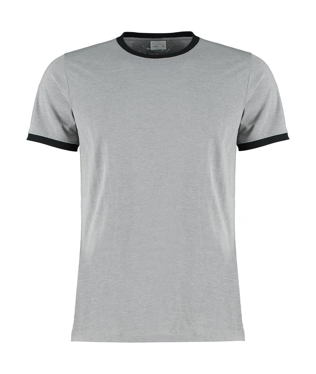 Fashion Fit Ringer Tee in Farbe Light Grey Marl/Black