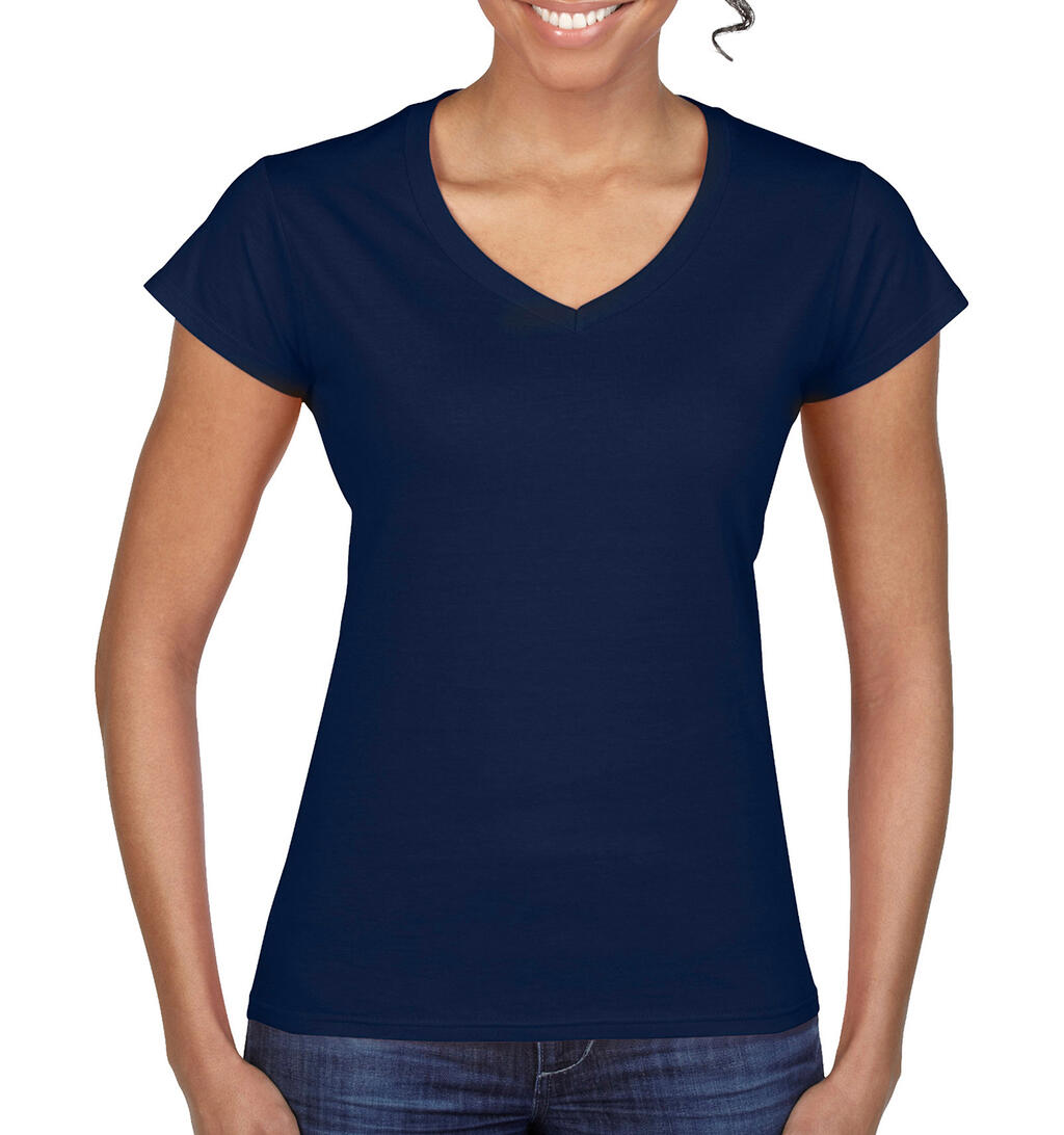 Ladies' Softstyle® V-Neck T-Shirt in Farbe Navy