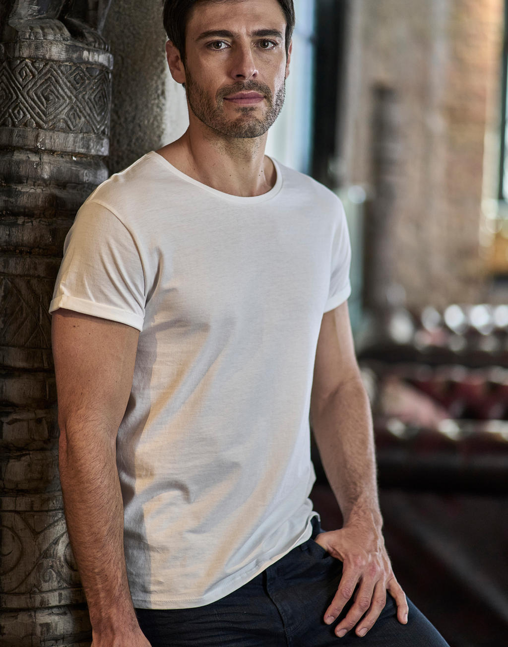 Roll-Up Tee in Farbe White