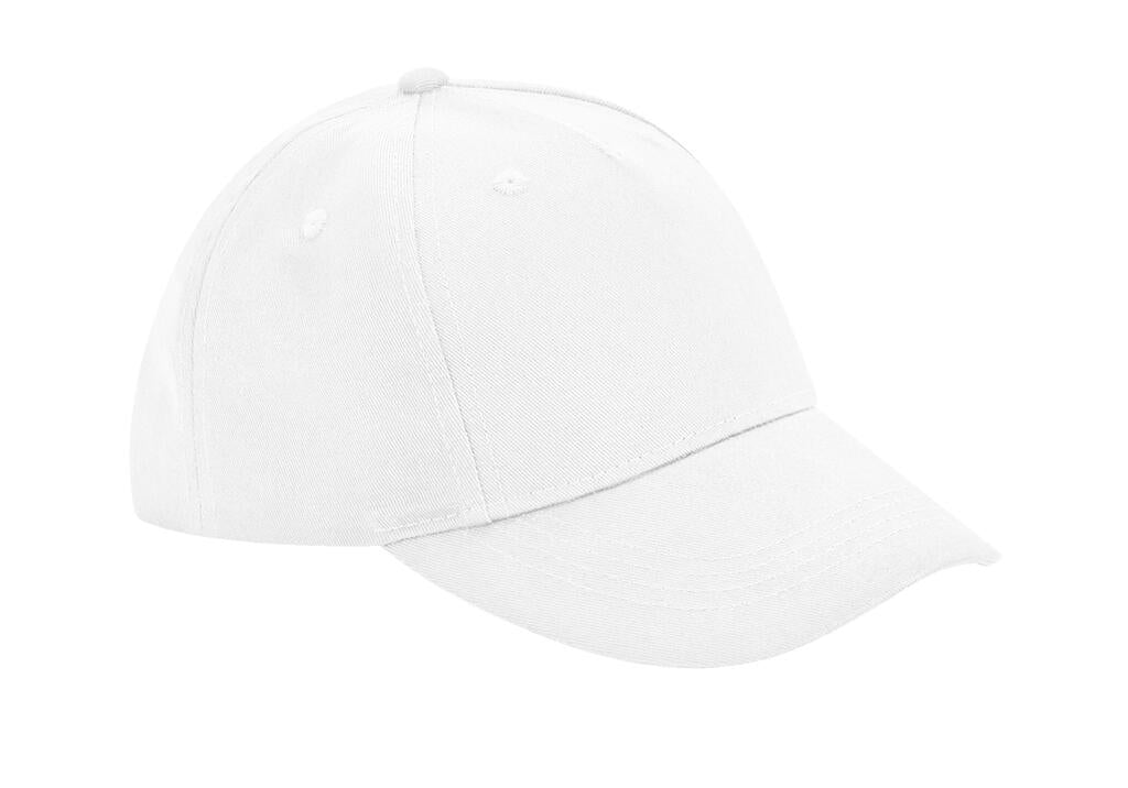 Junior Organic Cotton 5 Panel Cap in Farbe White