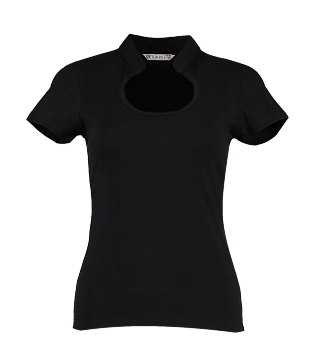 Regular Fit Keyhole Neck Top in Farbe Black