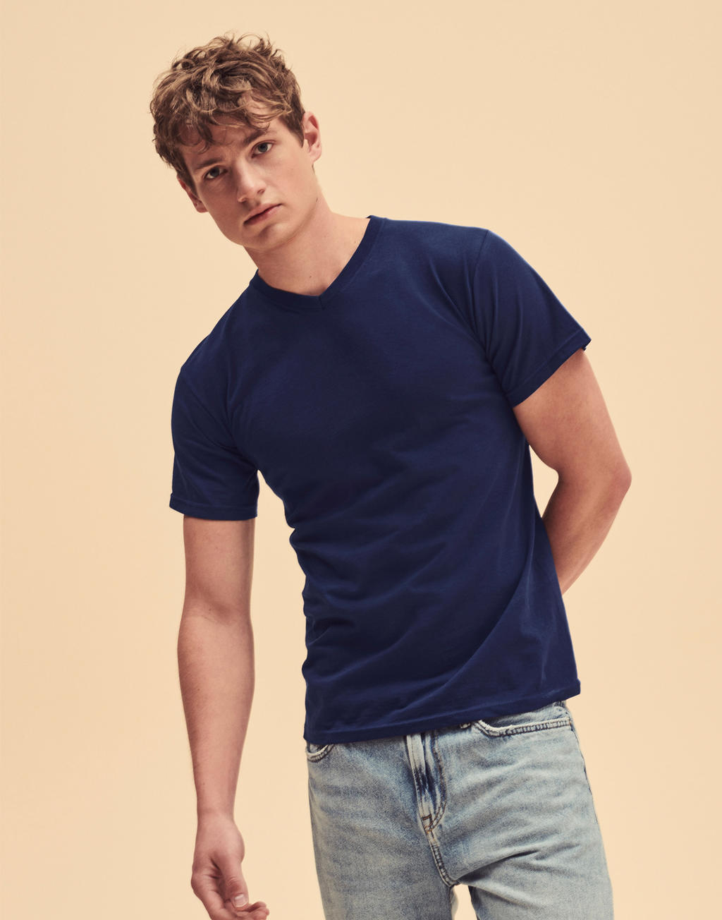 Valueweight V-Neck-Tee in Farbe White