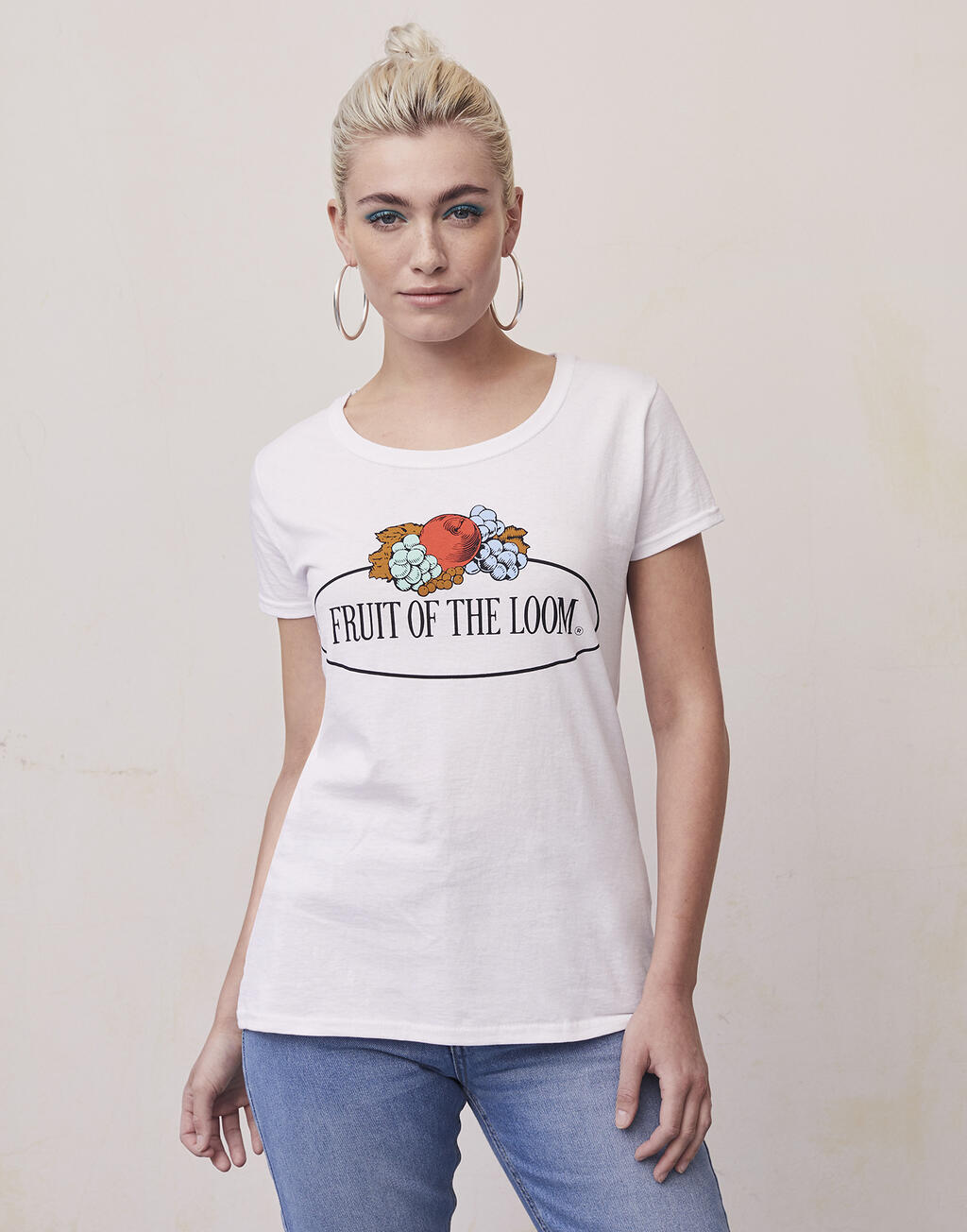 Ladies Vintage T Large Logo Print in Farbe White