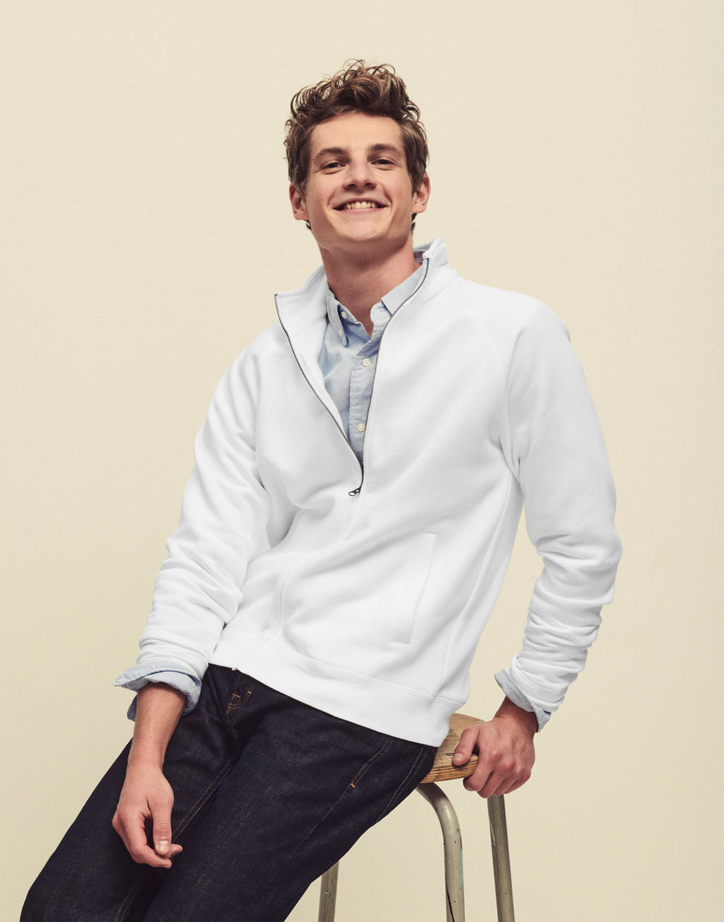 Premium Sweat Jacket in Farbe White