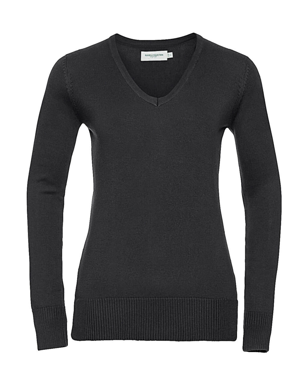 Ladies’ V-Neck Knitted Pullover in Farbe Black