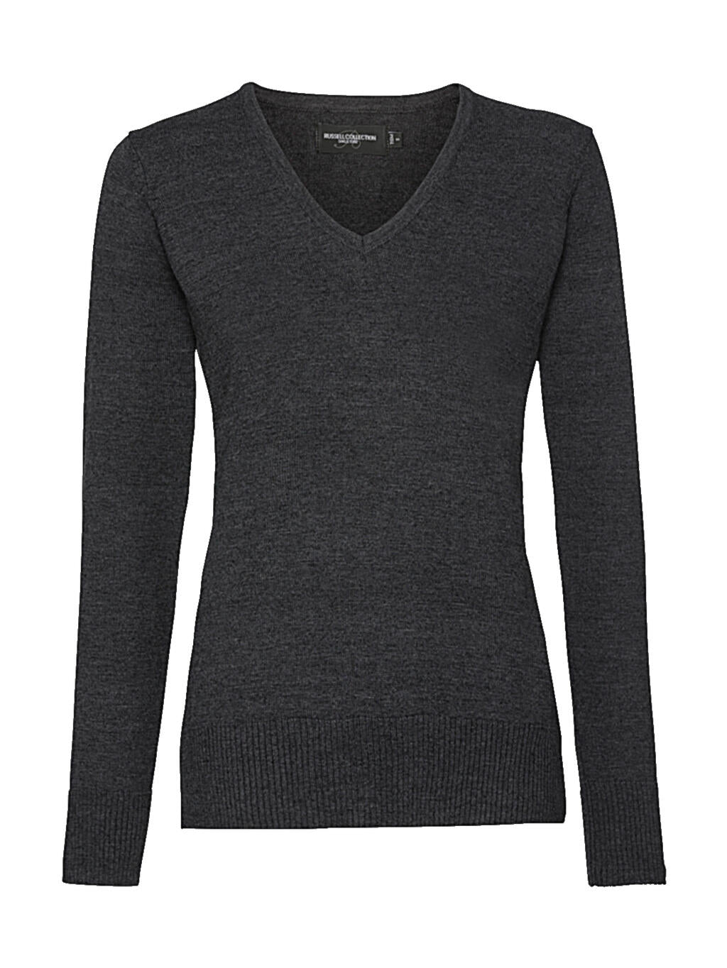 Ladies’ V-Neck Knitted Pullover in Farbe Charcoal Marl