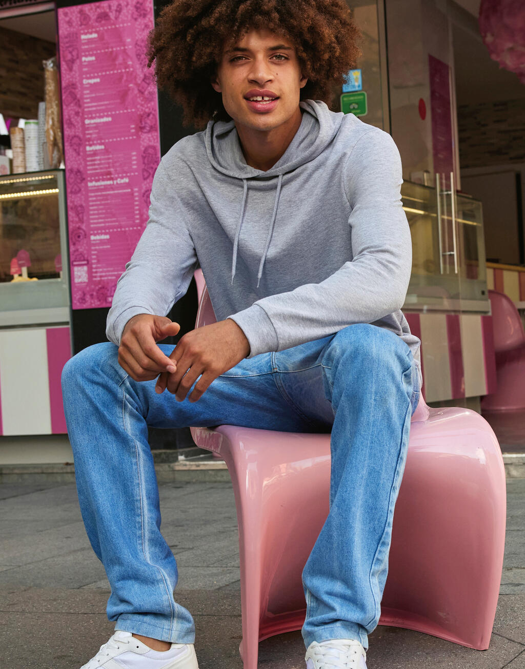 #Hoodie French Terry in Farbe White