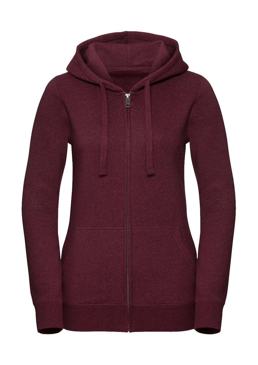 Ladies' Authentic Melange Zipped Hood Sweat in Farbe Burgundy Melange