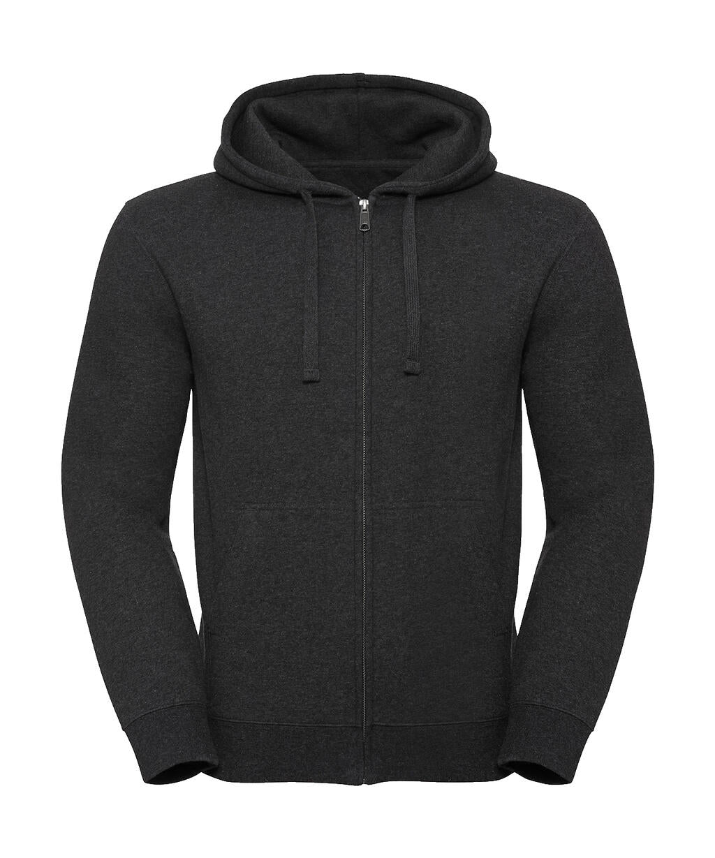 Men's Authentic Melange Zipped Hood Sweat in Farbe Charcoal Melange