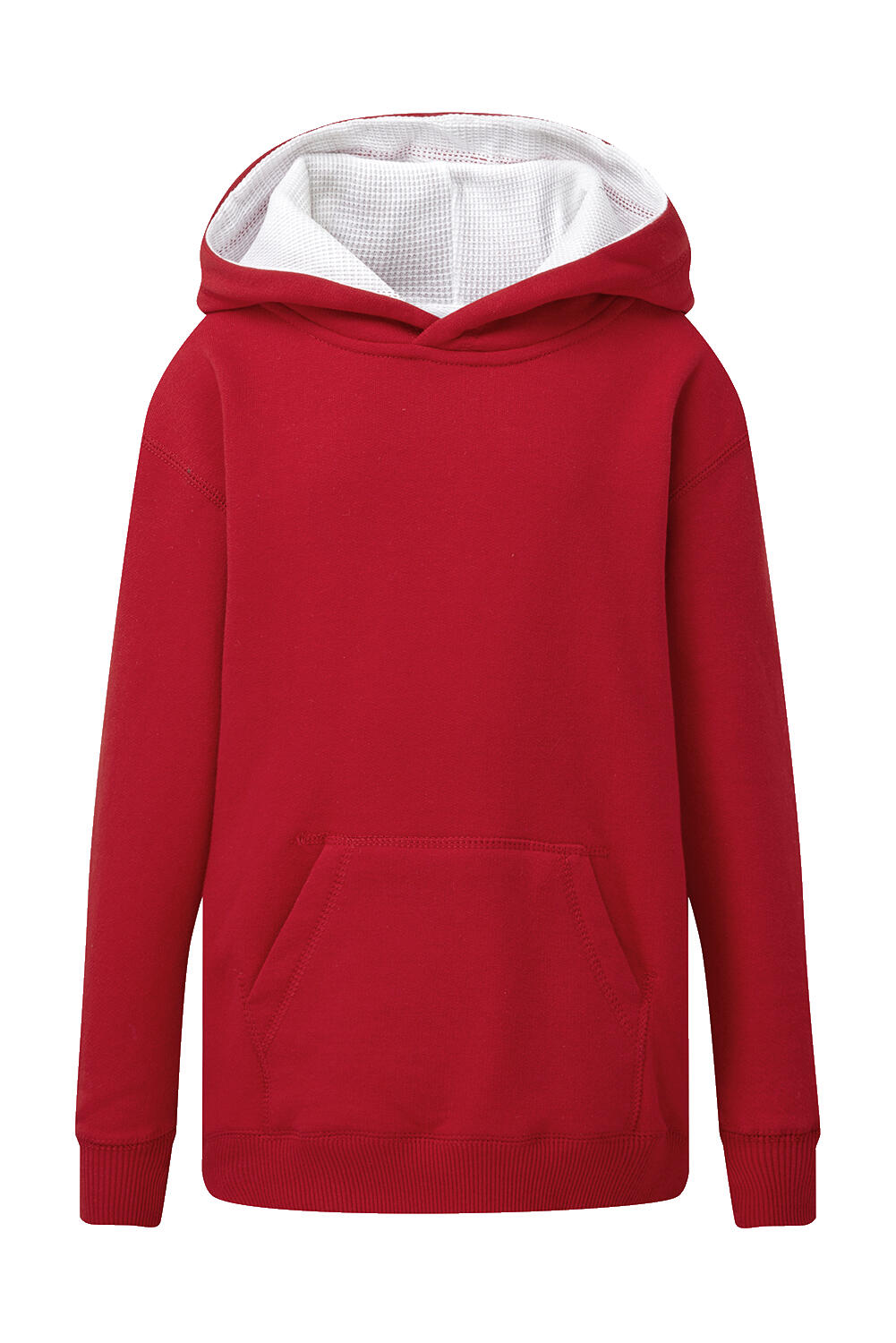 Kids' Contrast Hoodie in Farbe Red/White