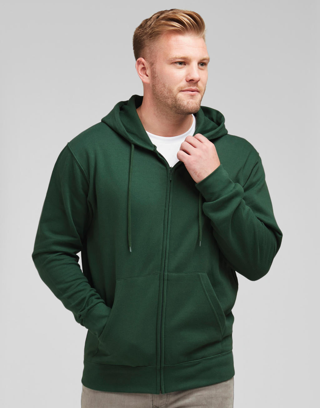 Men's Zip Hood in Farbe White