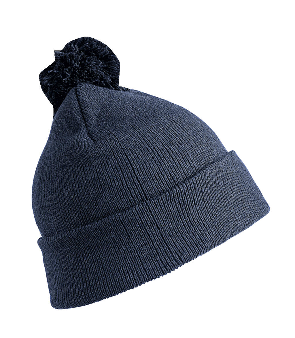 Pom Pom Beanie in Farbe Navy