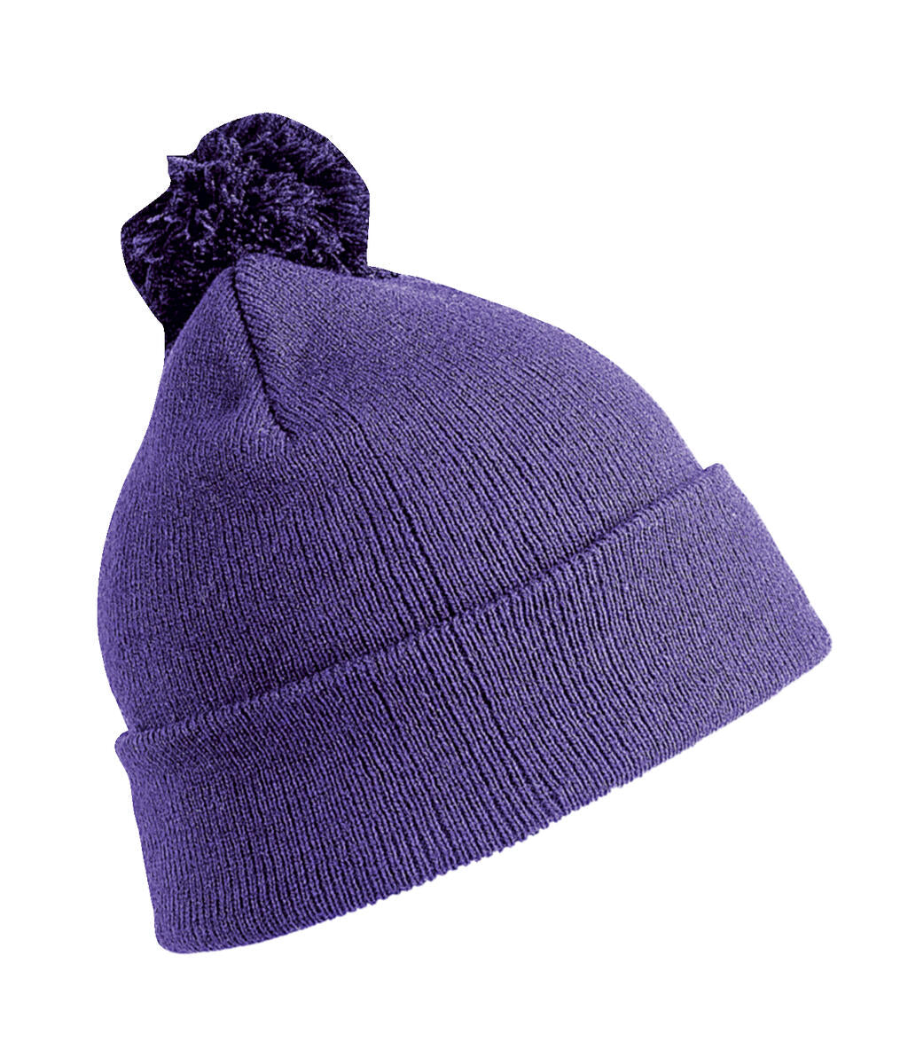 Pom Pom Beanie in Farbe Purple