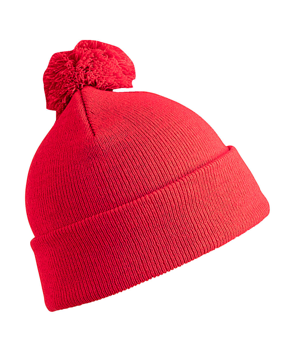 Pom Pom Beanie in Farbe Red
