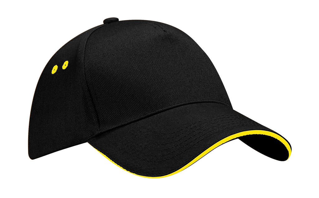 Ultimate 5 Panel Cap - Sandwich Peak in Farbe Black/Yellow