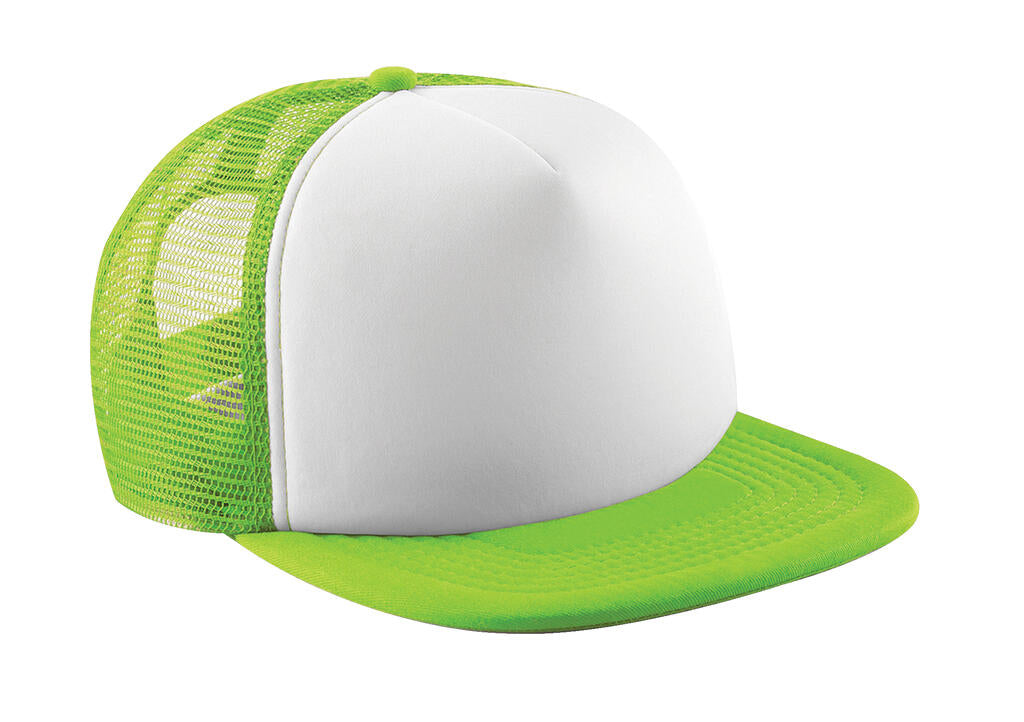 Junior Vintage Snapback Trucker in Farbe Lime Green/White
