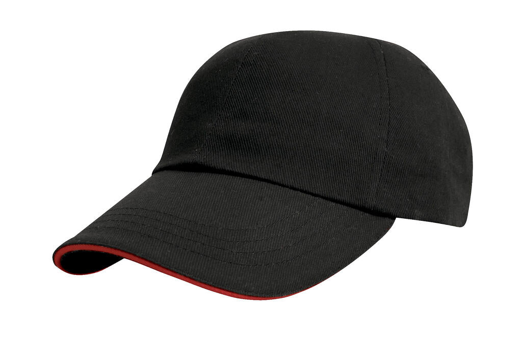 Heavy Cotton Drill Cap in Farbe Black/Red