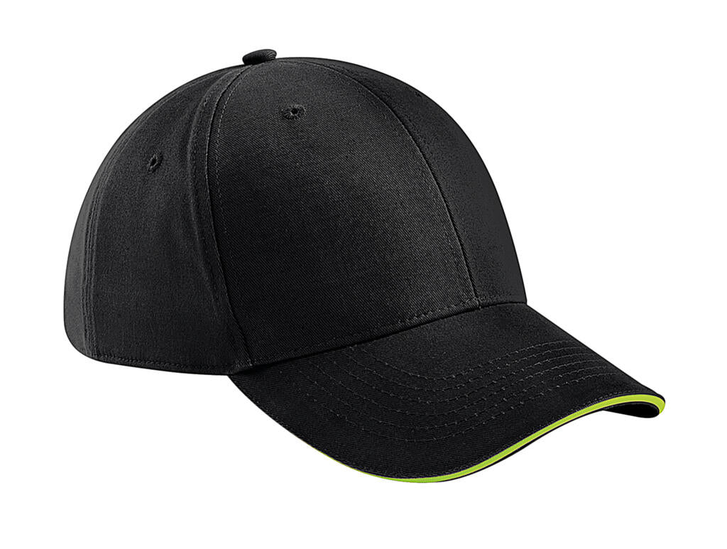 Athleisure 6 Panel Cap in Farbe Black/Lime Green