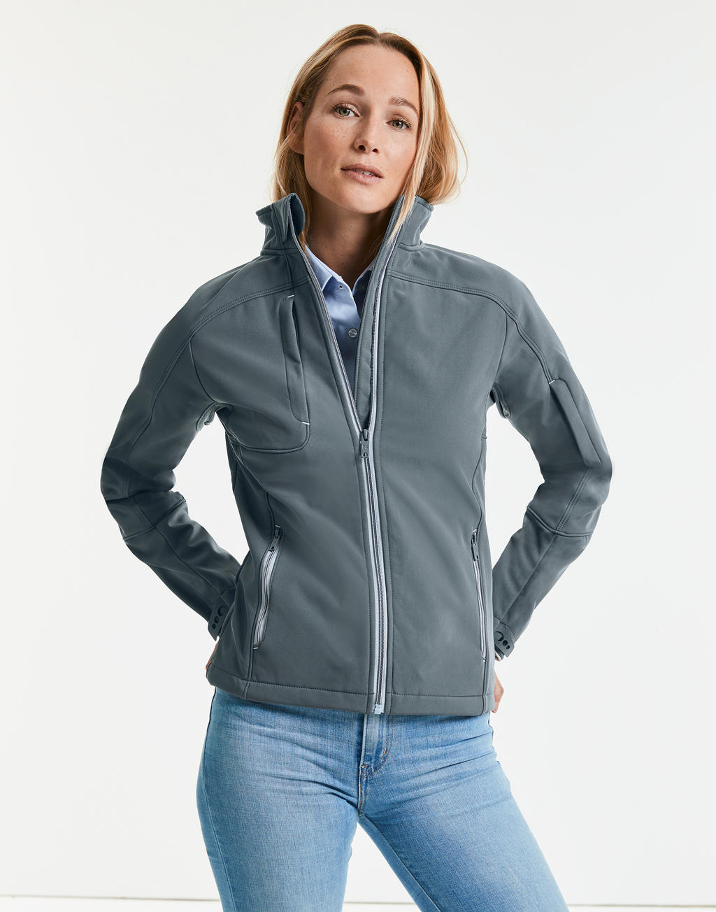 Ladies' Bionic Softshell Jacket in Farbe Stone