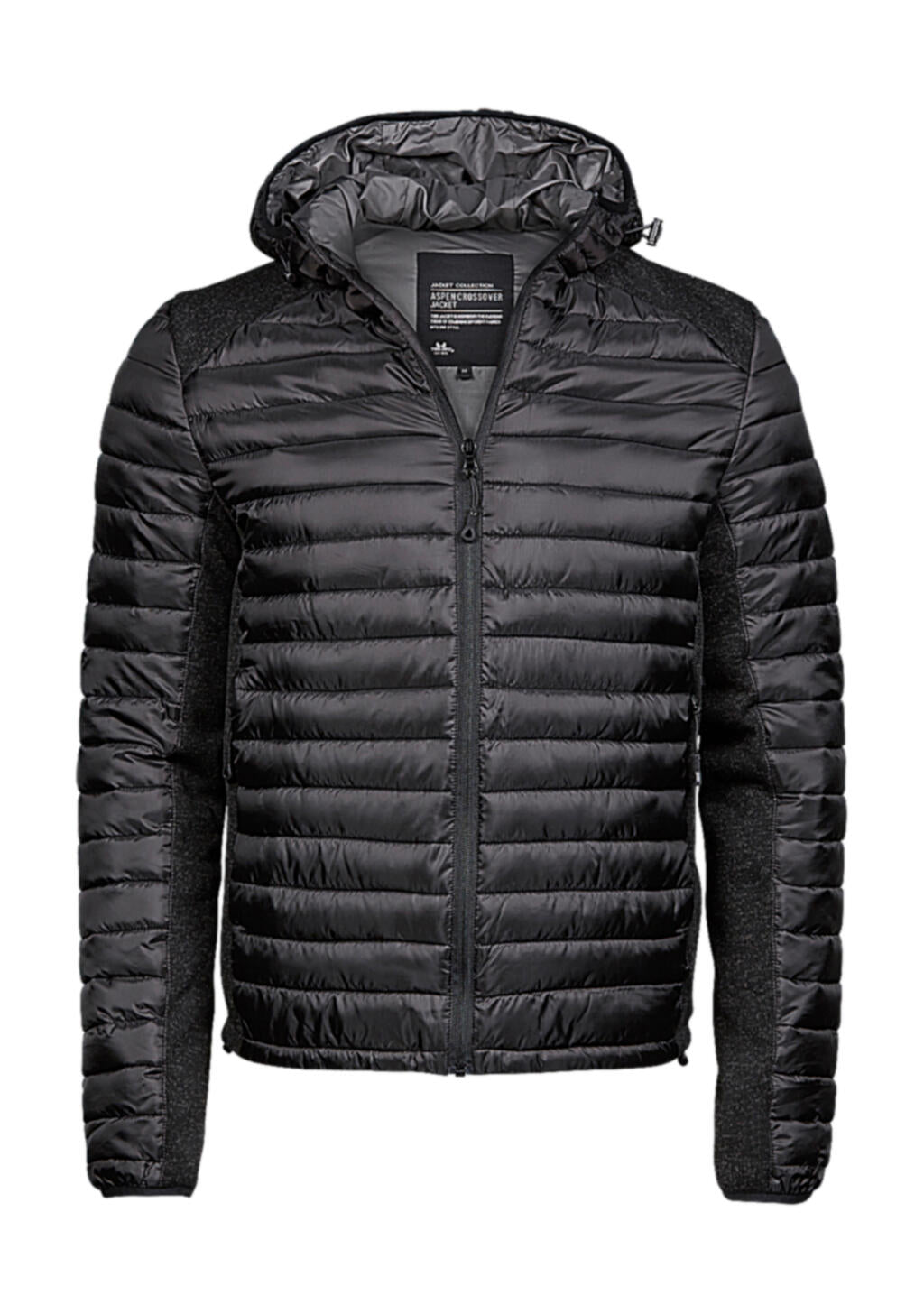 Hooded Outdoor Crossover Jacket in Farbe Black/Black Melange