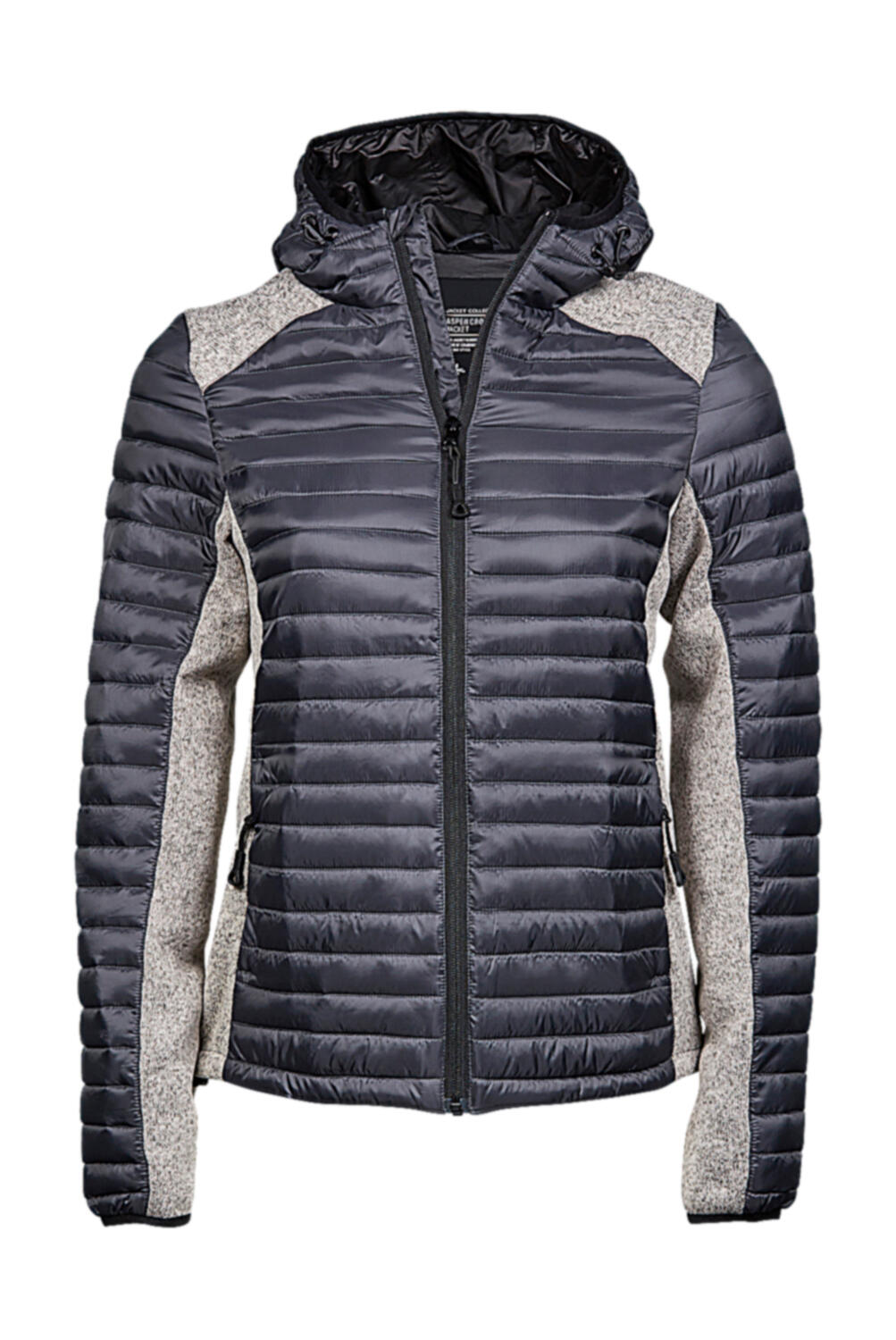Ladies' Hooded Outdoor Crossover Jacket in Farbe Space Grey/Grey Melange