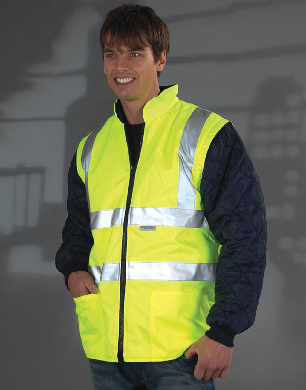 Fluo Quilted Jacket with Zip-Off Sleeves in Farbe Fluo Orange