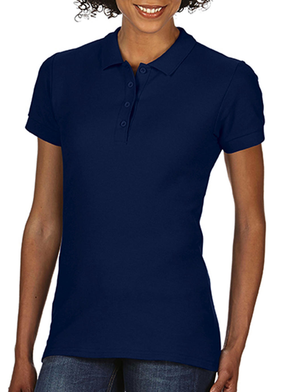 Softstyle® Ladies Double Pique Polo in Farbe Navy