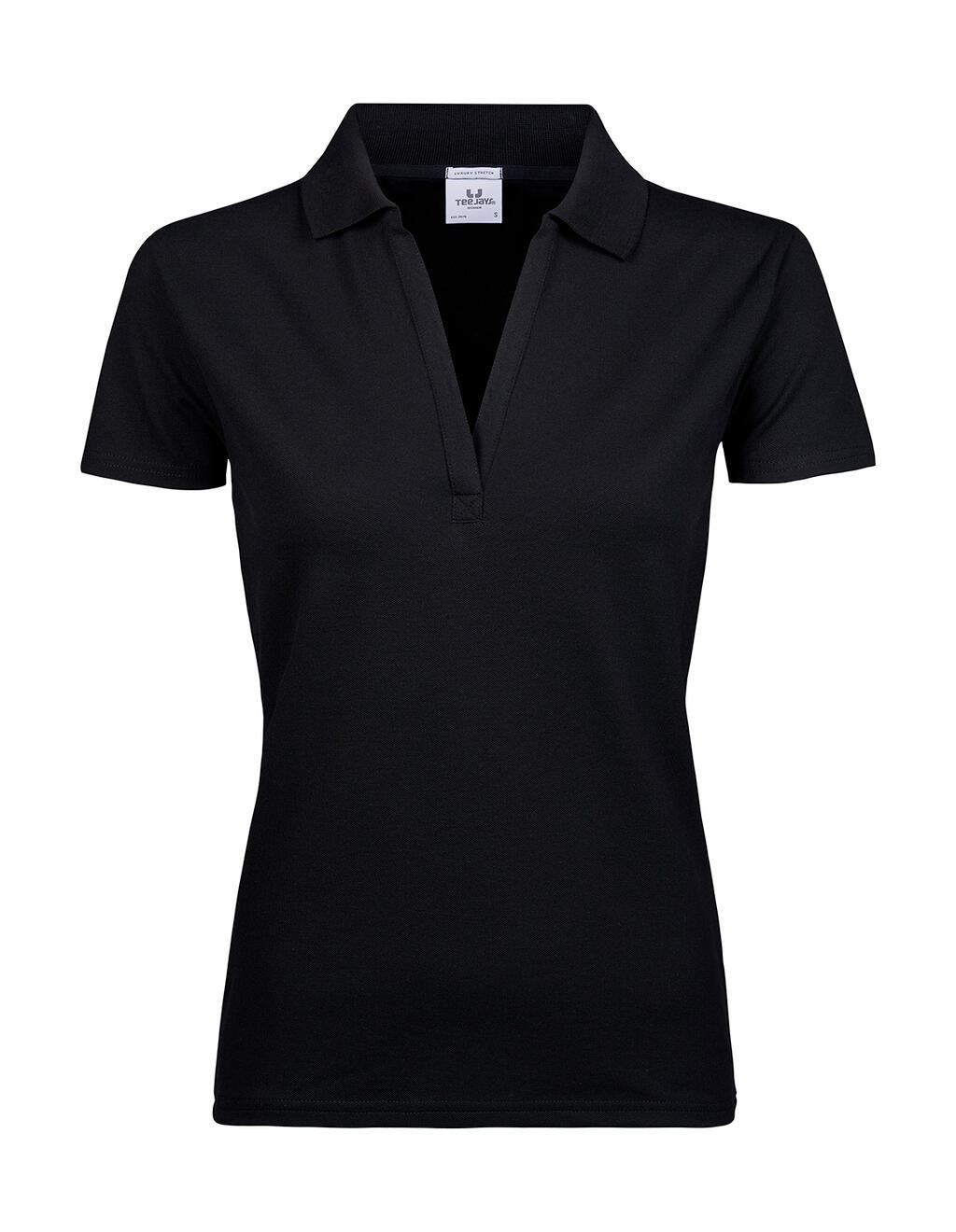 Women's Luxury Stretch V Polo in Farbe Black