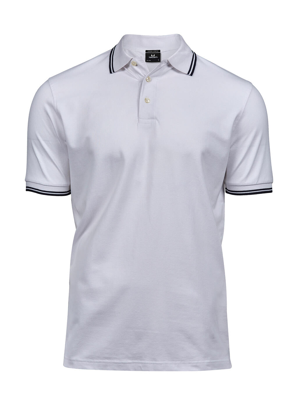 Luxury Stripe Stretch Polo in Farbe White/Navy