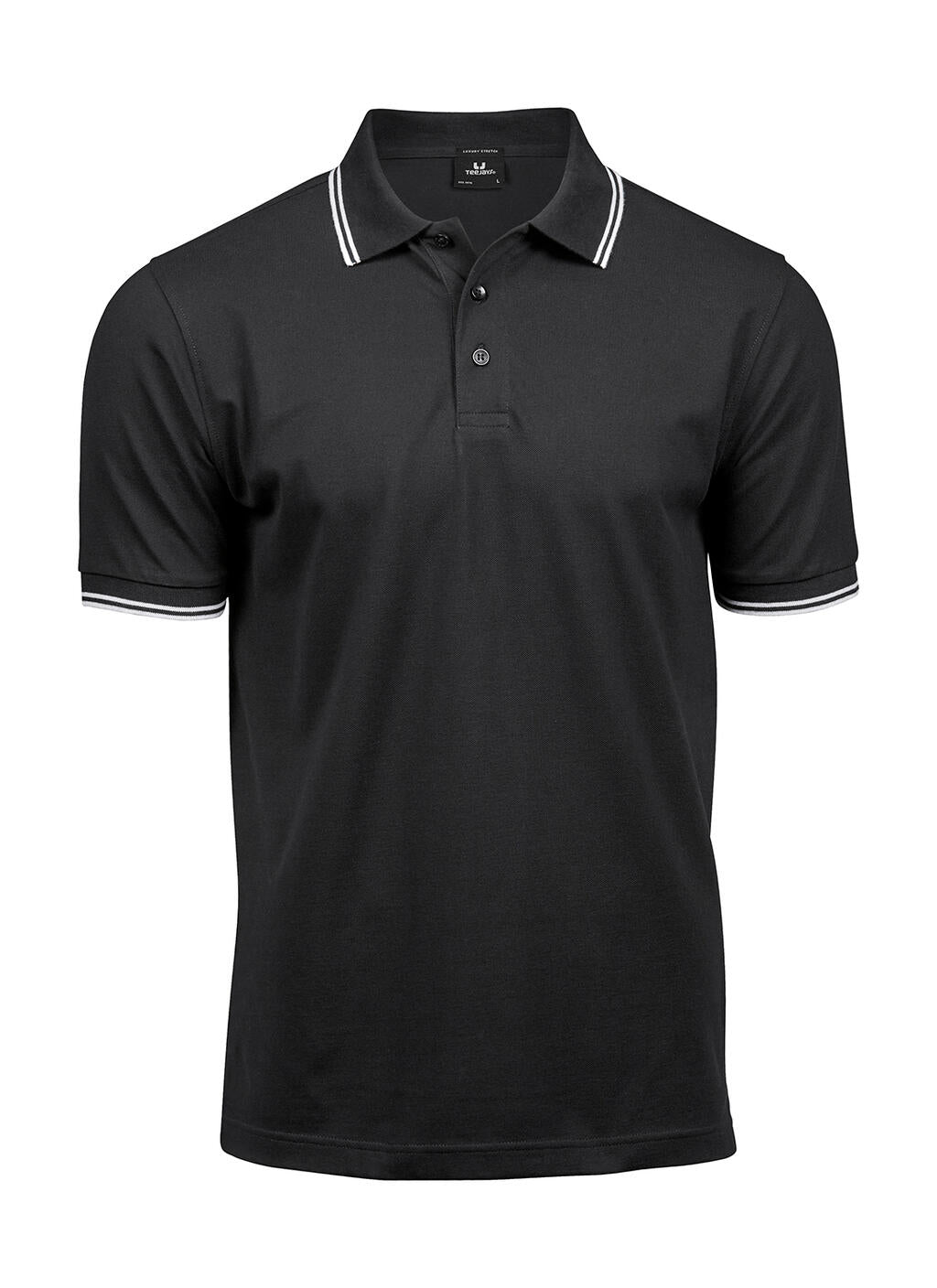 Luxury Stripe Stretch Polo in Farbe Black/White