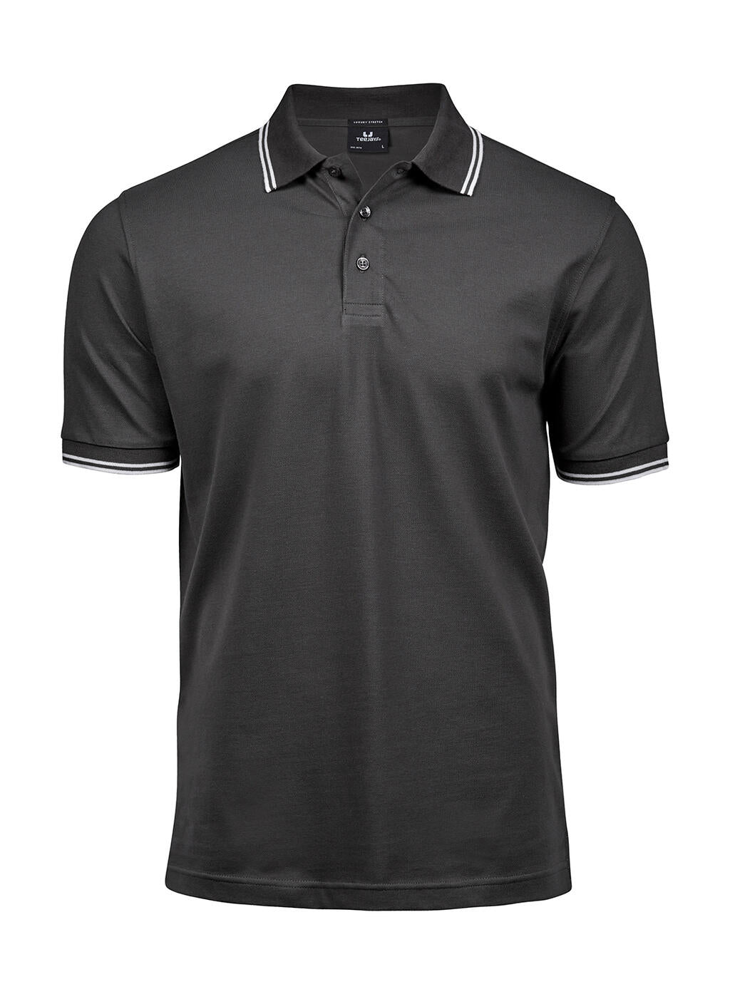 Luxury Stripe Stretch Polo in Farbe Dark Grey/White