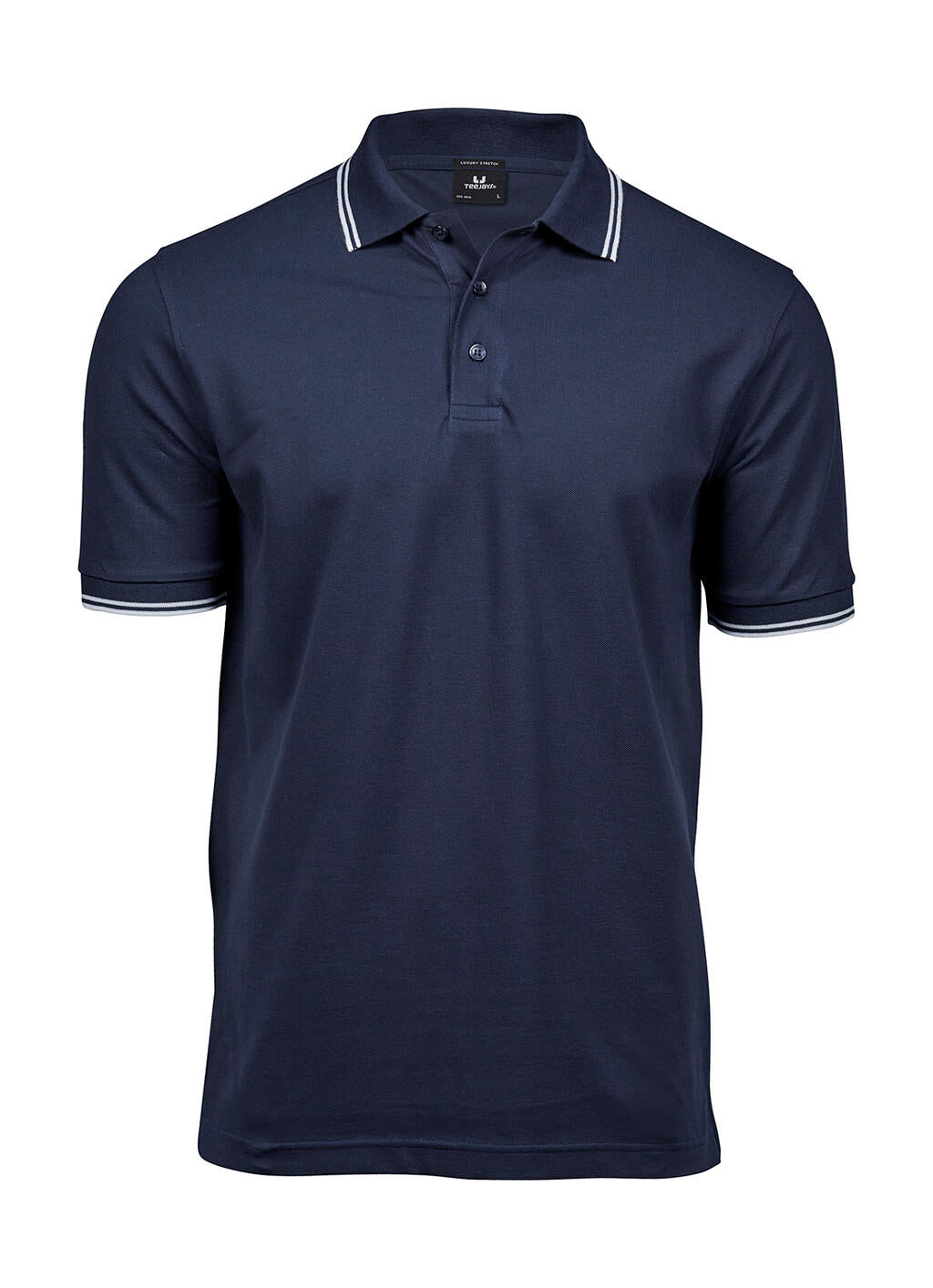 Luxury Stripe Stretch Polo in Farbe Navy/White