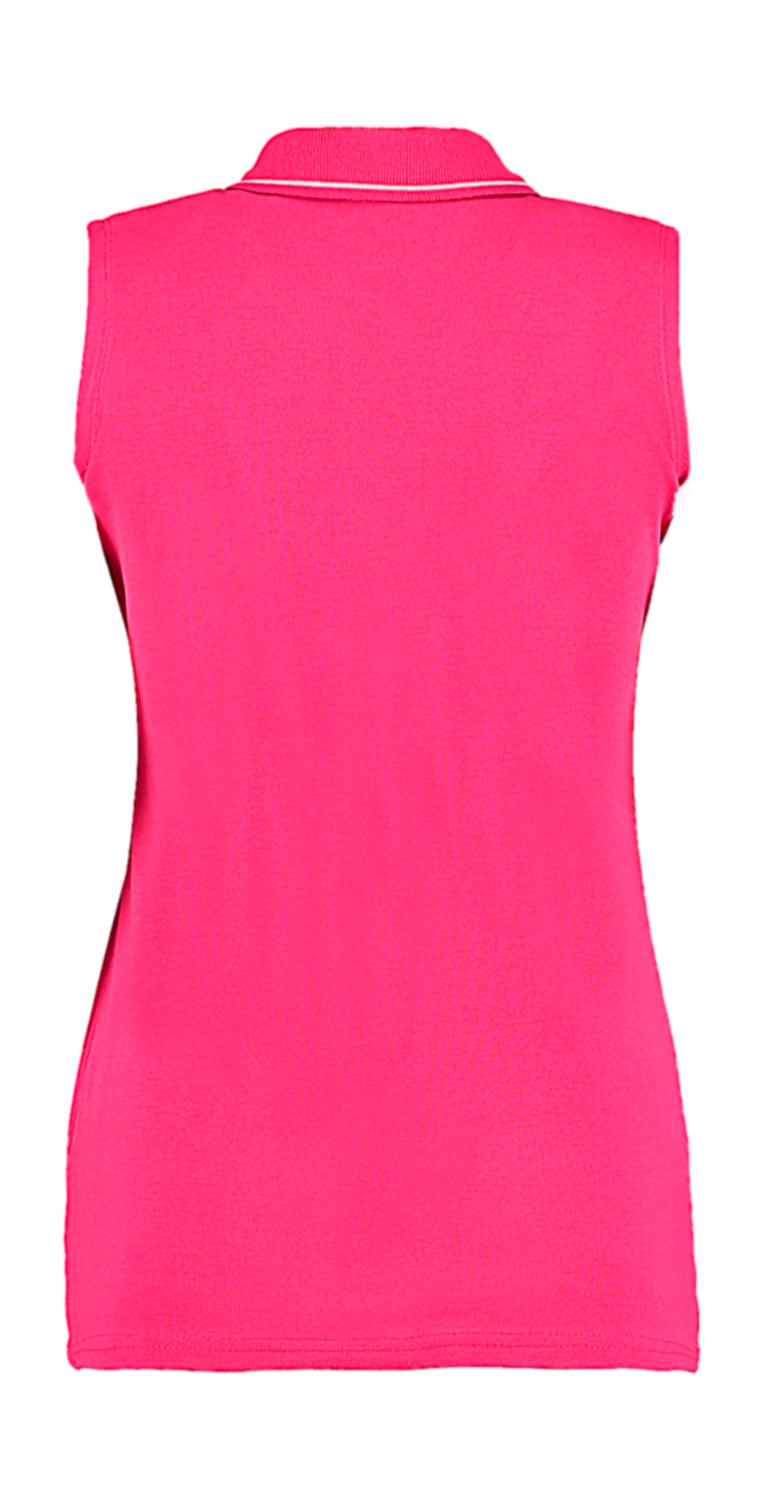 Women's Classic Fit Sleeveless Polo in Farbe White/Navy