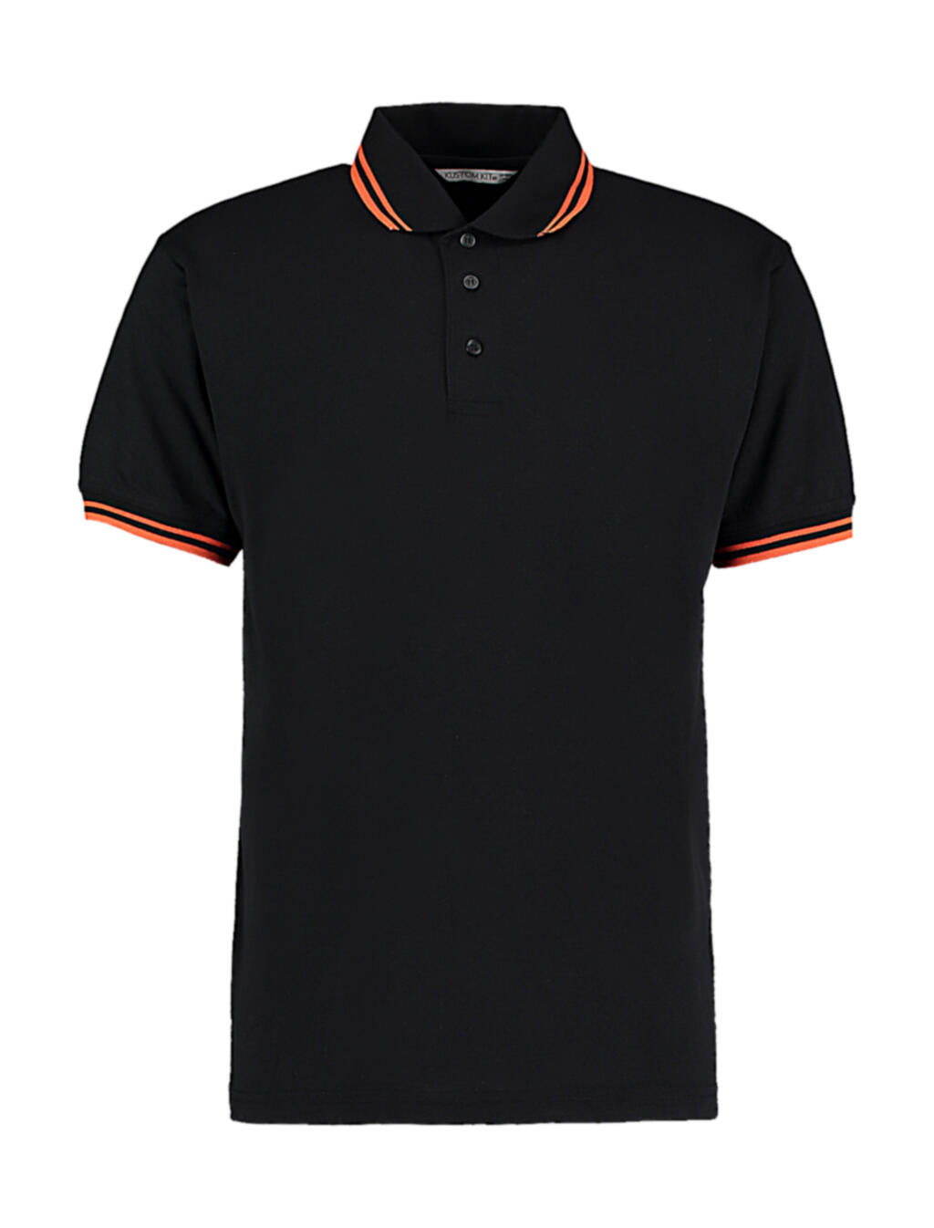 Classic Fit Tipped Collar Polo in Farbe Black/Orange