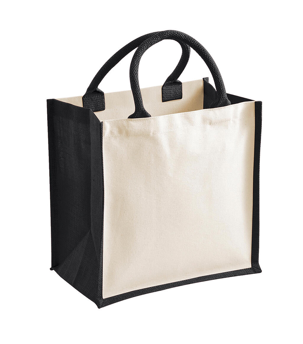 Printers' Midi Jute Bag in Farbe Black