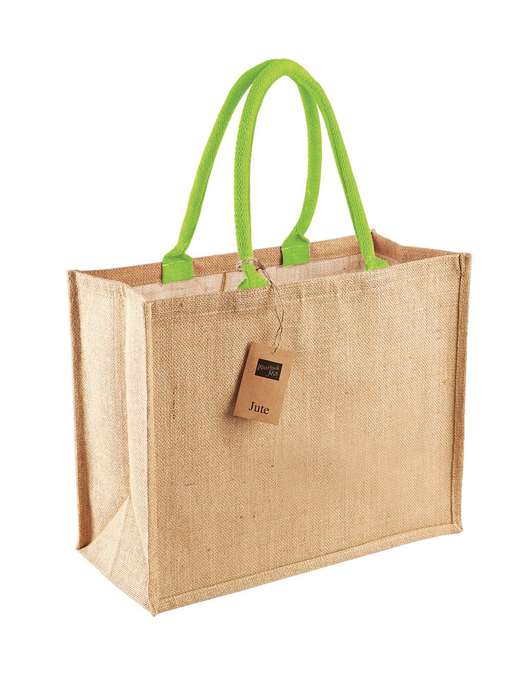 Classic Jute Shopper in Farbe Natural/Lime Green