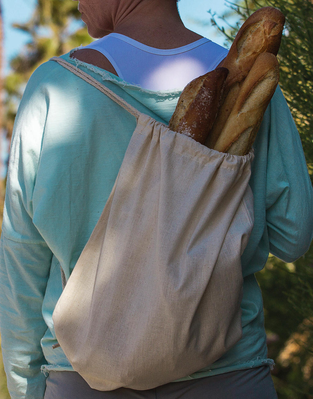 Organic Cotton Drawstring Backpack in Farbe Snowwhite