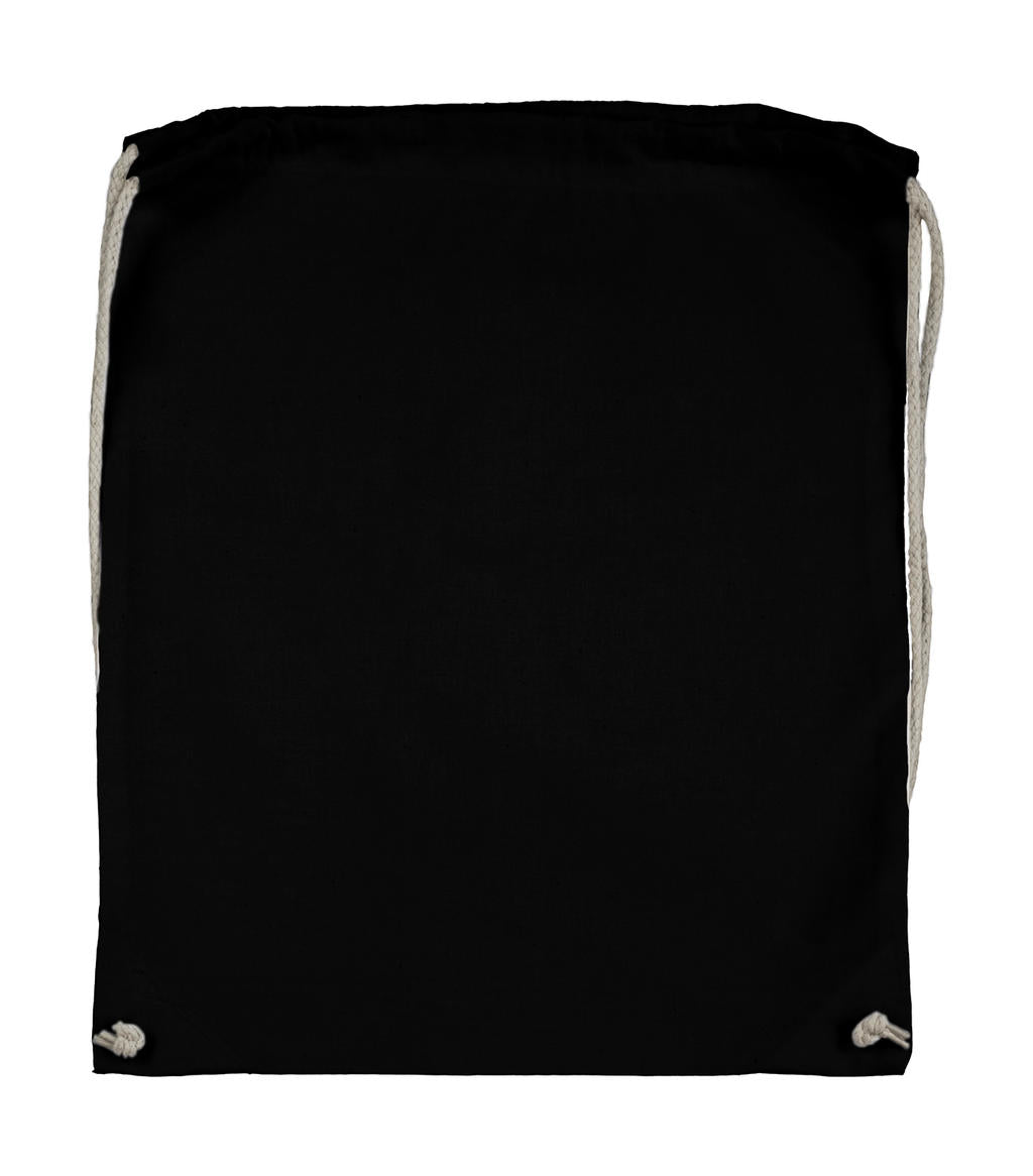 Organic Cotton Drawstring Backpack in Farbe Black