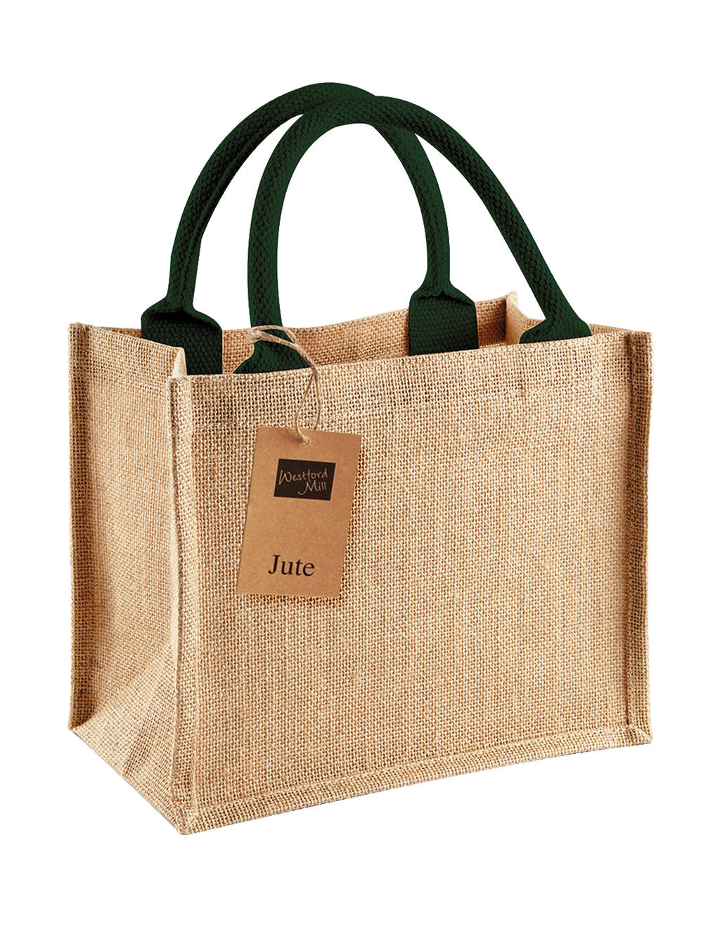 Jute Mini Gift Bag in Farbe Natural/Forest Green