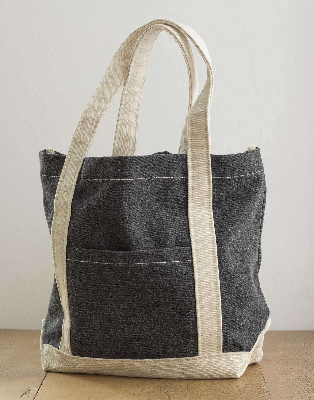 Canvas Denim Shopper in Farbe Black Stonewash/Natural