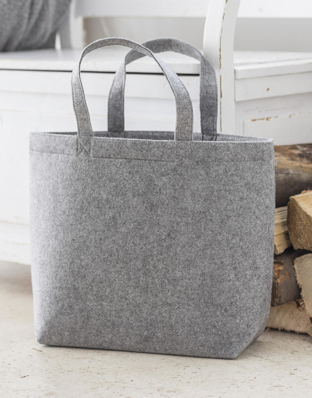 Large Felt Shopper in Farbe Grey Melange